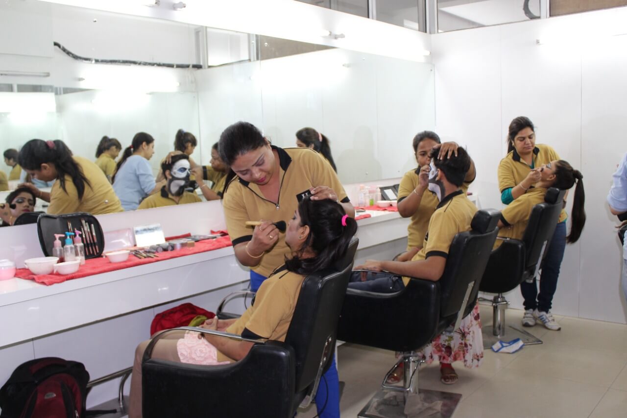 Students practicing in training class